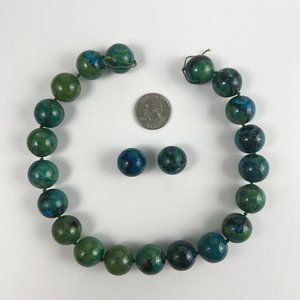 Large Round Blue Green Gemstone Beads 18 mm